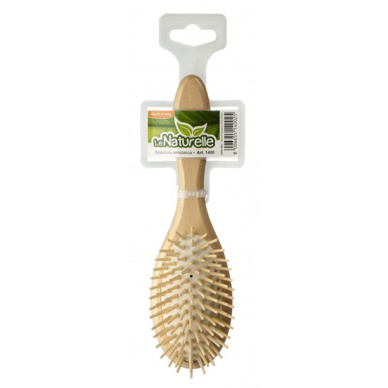 Hair brush beech wood, large, oval, wooden needles, antistatic IPPA - 1