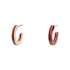 Small size round shape titanium earrings in Bordeaux and nude, 2 pcs.