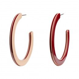 Large size round shape titanium earrings in Bordeaux and nude, 2 pcs. Kosmart - 1