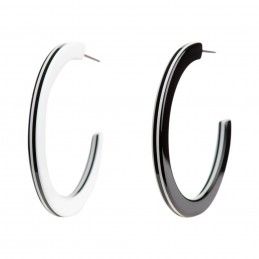 Large size round shape titanium earrings in Black and White, 2 pcs. Kosmart - 1
