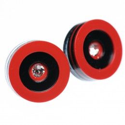 Medium size round shape metal free earrings in  Malboro red and Black Kosmart - 1