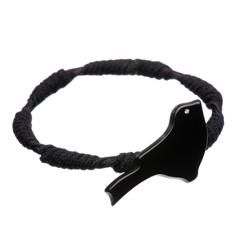 Medium size bird shape hair elastic with decoration in Black Kosmart - 1