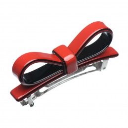 Small size bow shape hair barrette in Malboro red and Black Kosmart - 1