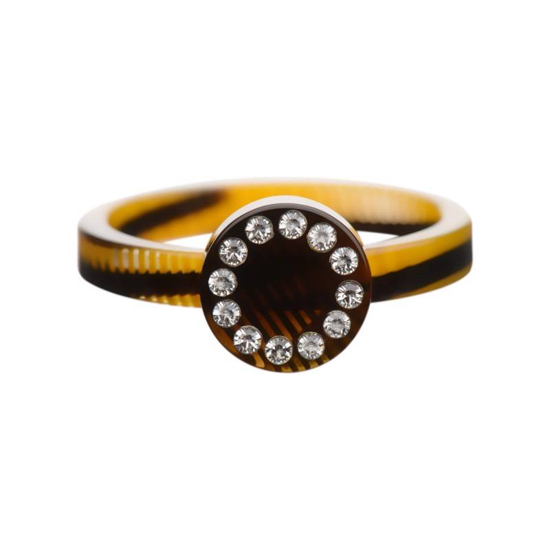 Very small size round shape Metal free ring in Black and gold texture Kosmart - 1
