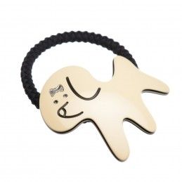 Medium size dog shape Hair elastic with decoration in ivory and black Kosmart - 2