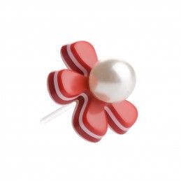 Medium size flower shape Metal free earring in Marlboro red and white Kosmart - 1