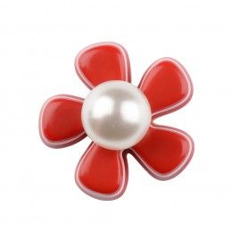 Medium size flower shape Metal free earring in Marlboro red and white Kosmart - 2