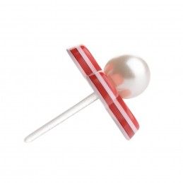 Medium size flower shape Metal free earring in Marlboro red and white Kosmart - 3