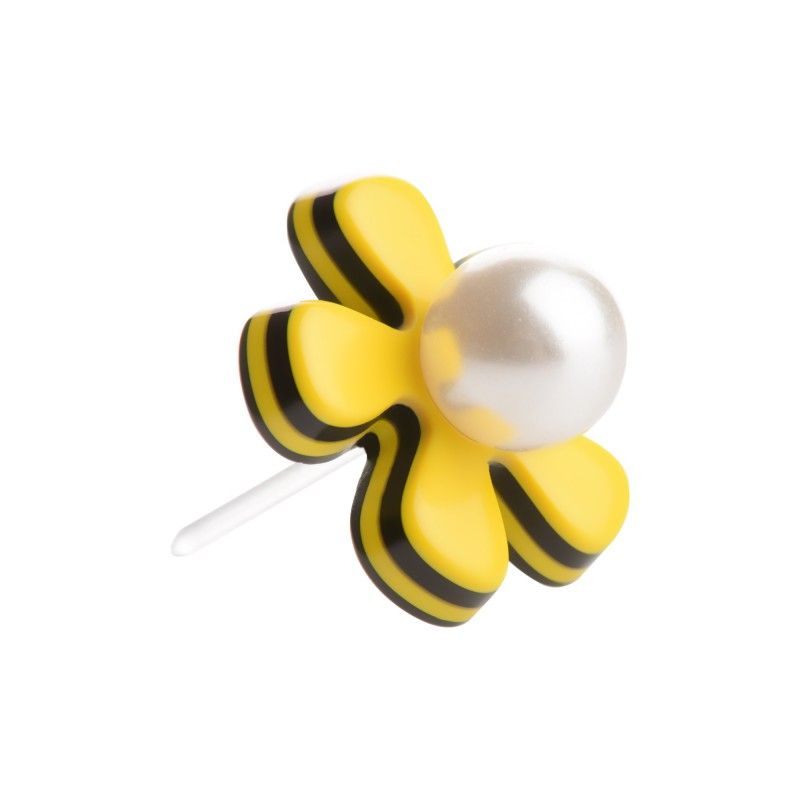 Medium size flower shape Metal free earring in Yellow and black Kosmart - 1