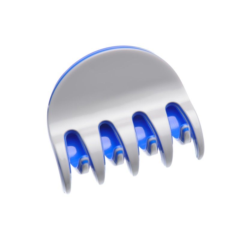 Medium size regular shape Hair jaw clip in Light grey and fluo electric blue Kosmart - 1