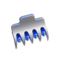 Small size regular shape Hair jaw clip in Light grey and fluo electric blue Kosmart - 1