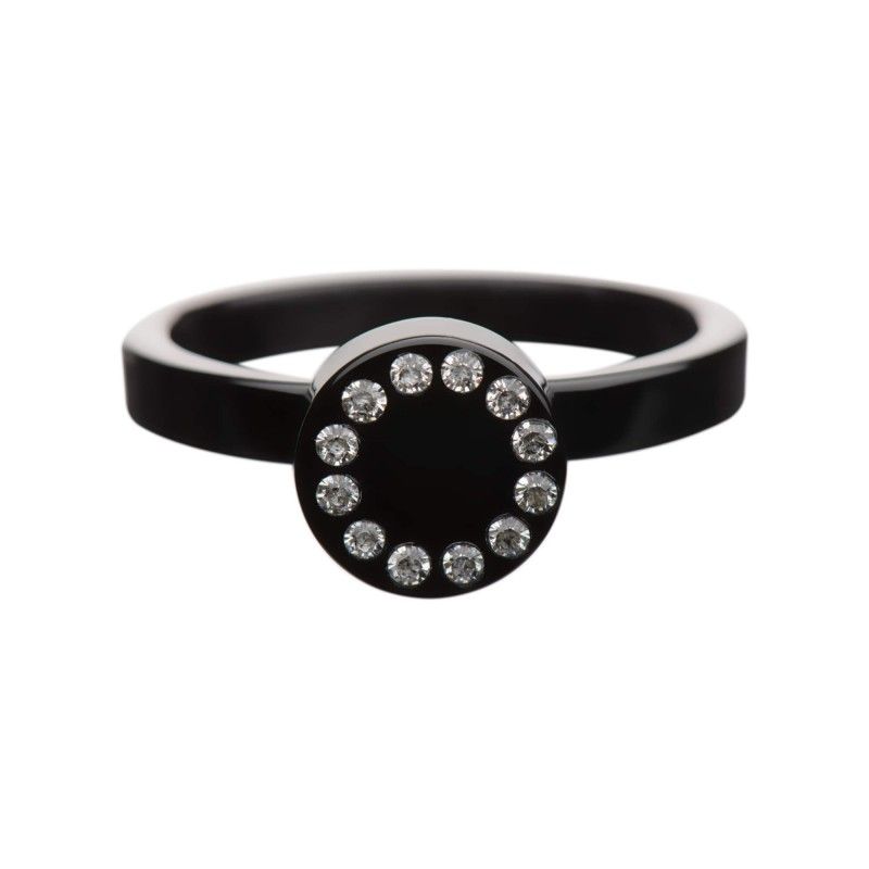 Medium size round shape Metal free ring in Black Kosmart - 1