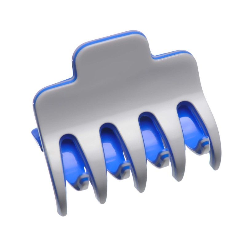 Medium size regular shape Hair jaw clip in Light grey and fluo electric blue Kosmart - 1
