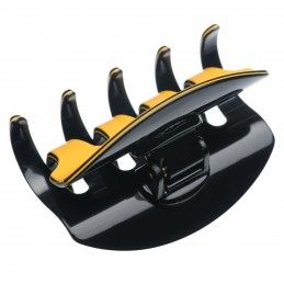 Large size regular shape Hair jaw clip in Maize yellow and black Kosmart - 2