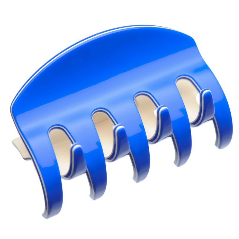 Large size regular shape Hair jaw clip in Fluo electric blue and ivory Kosmart - 1