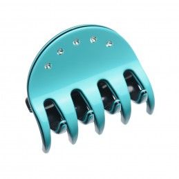Medium size regular shape Hair jaw clip in Turquoise and black Kosmart - 1