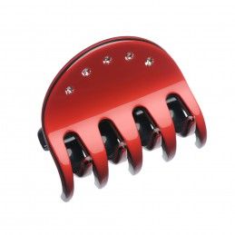 Medium size regular shape Hair jaw clip in Marlboro red and black Kosmart - 1