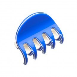 Small size regular shape Hair jaw clip in Fluo electric blue and ivory Kosmart - 1
