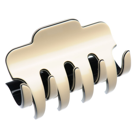 Large size regular shape Hair jaw clip in Ivory and black Kosmart - 1