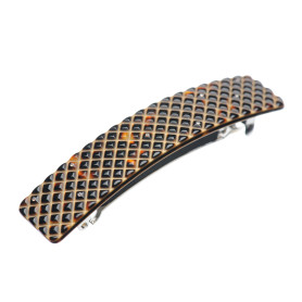 Medium size rectangular shape Hair barrette in Dark brown demi and gold Kosmart - 1