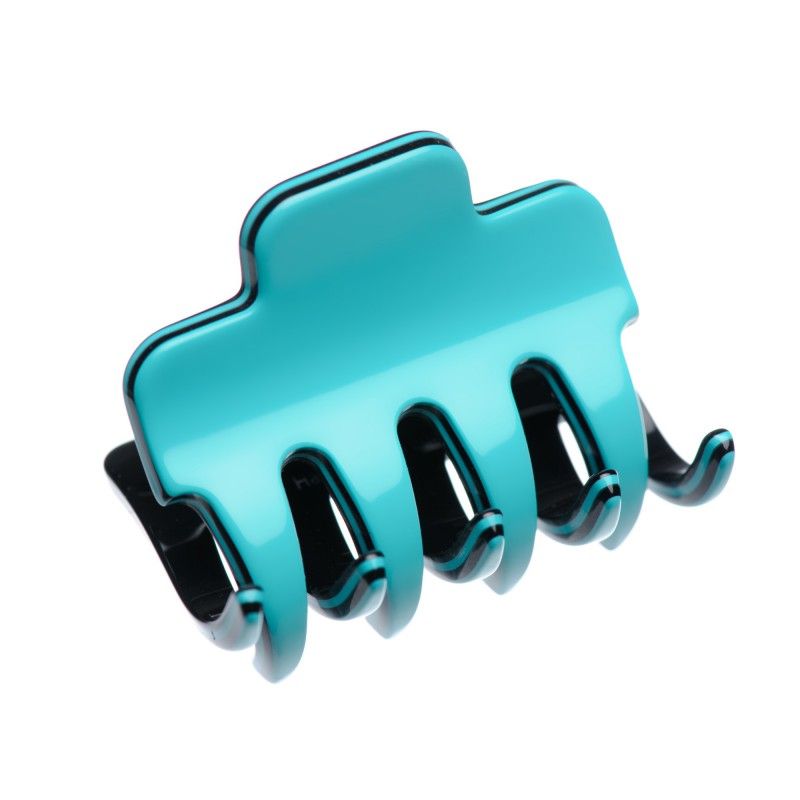 Small size regular shape Hair jaw clip in Turquoise and black Kosmart - 1