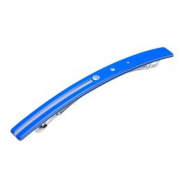Medium size long and skinny shape Hair barrette in Fluo electric blue and light grey Kosmart - 1