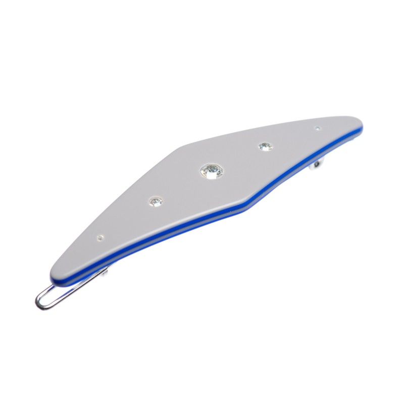 Small size special ornament Hair clip in Light grey and fluo electric blue Kosmart - 1