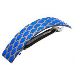 Large size rectangular shape Hair barrette in Fluo electric blue and gold Kosmart - 1