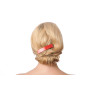 Medium size rectangular shape Hair barrette in Marlboro red and black Kosmart - 6