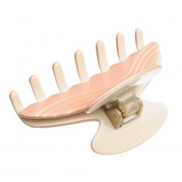 Medium size regular shape Hair jaw clip in Old pink and ivory Kosmart - 2