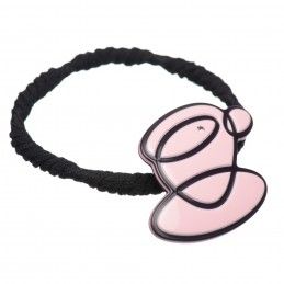 Medium size special ornament hair elastic with decoration in pink and dark violet Kosmart - 1