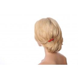 Small size rectangular shape Hair clip in Marlboro red and black Kosmart - 3