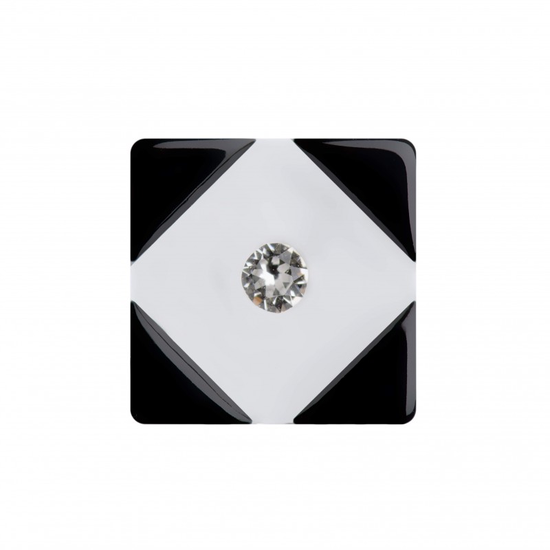 Medium size square shape Metal free earring in Black and white Kosmart - 1