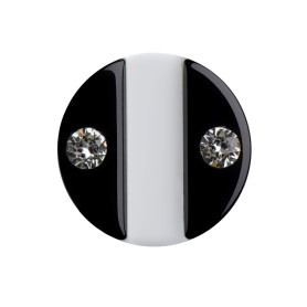 Medium size round shape Metal free earring in Black and white Kosmart - 1