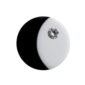 Medium size round shape Metal free earring in White and black Kosmart - 1