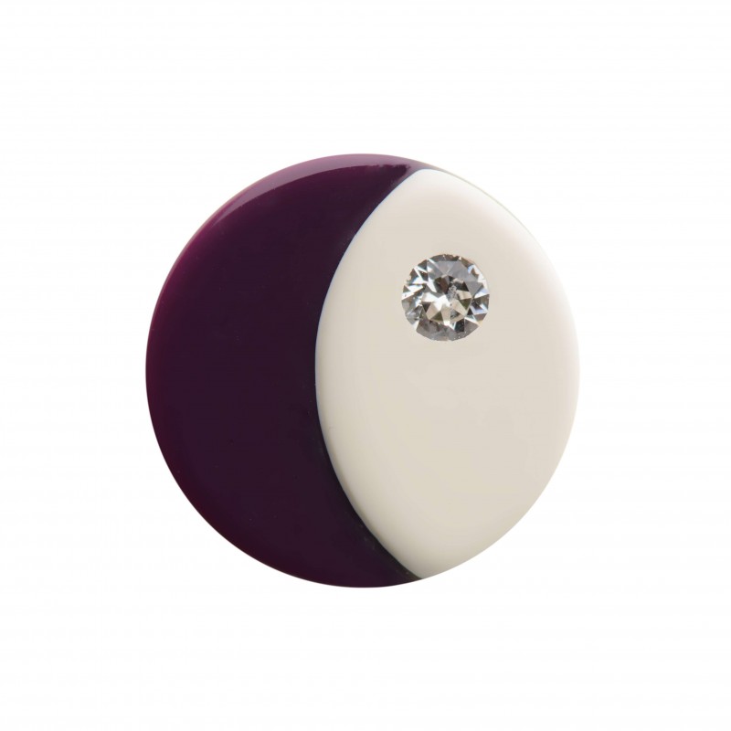 Medium size round shape Metal free earring in Ivory and violet Kosmart - 1