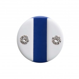 Medium size round shape Metal free earring in White and blue Kosmart - 2