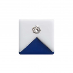 Medium size square shape Metal free earring in White and blue Kosmart - 1