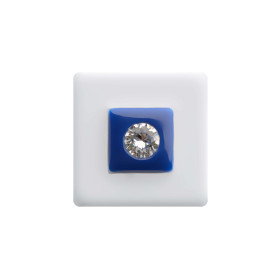 Medium size square shape Metal free earring in Blue and white Kosmart - 1