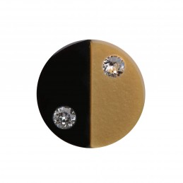 Medium size round shape Metal free earring in Gold and black Kosmart - 1