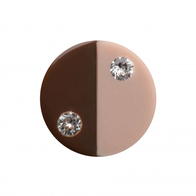 Medium size round shape Metal free earring in Old pink and dark brown Kosmart - 1