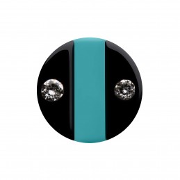 Medium size round shape Metal free earring in Black and turquoise Kosmart - 4