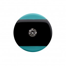 Medium size round shape Metal free earring in Black and turquoise Kosmart - 1