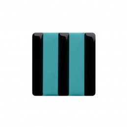 Medium size square shape Metal free earring in Black and turquoise Kosmart - 3
