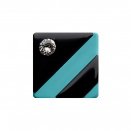 Medium size square shape Metal free earring in Black and turquoise Kosmart - 1