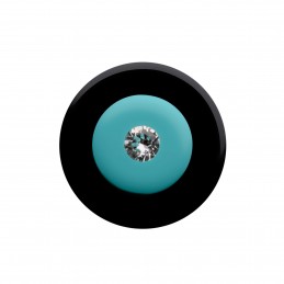 Medium size round shape Metal free earring in Turquoise and black Kosmart - 1