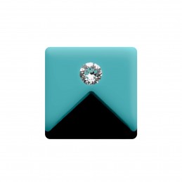 Medium size square shape Metal free earring in Turquoise and black Kosmart - 1