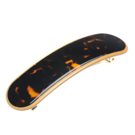 Medium size rectangular shape Hair barrette in Dark brown demi and gold Kosmart - 1