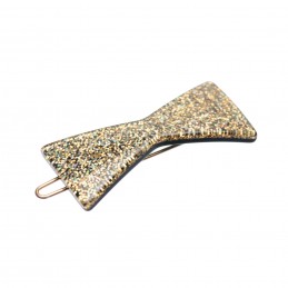Small size bow shape Hair clip in Gold glitter  - 1