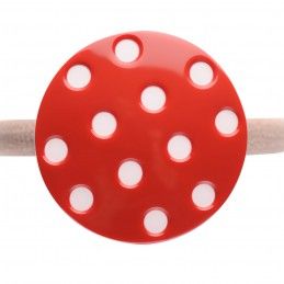 Medium size round shape Hair elastic with decoration in Marlboro red and white Kosmart - 3